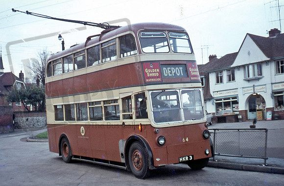 Maidstone Corporation Trolleybus HKR3 at the Barming terminus