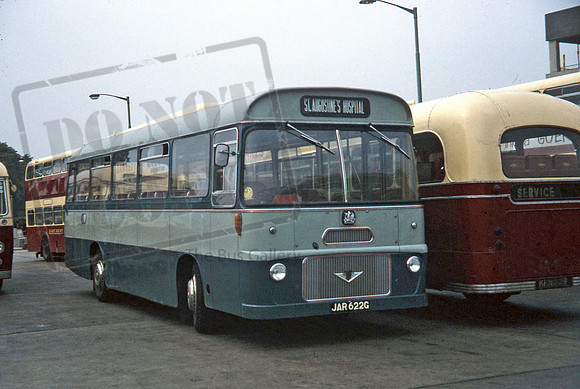 Drews Coaches JAR622G in Canterbury Bus Station