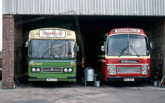 Ipswich Buses JPV221N at Squirrells of Hitcham garage in 7/89