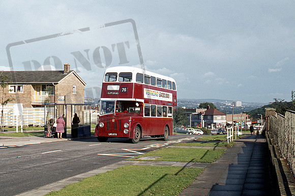 Edinburgh LWS575 on hire to Sheffield in 9/73