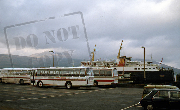 Arran Transport vehicles at Brodick in 11/79