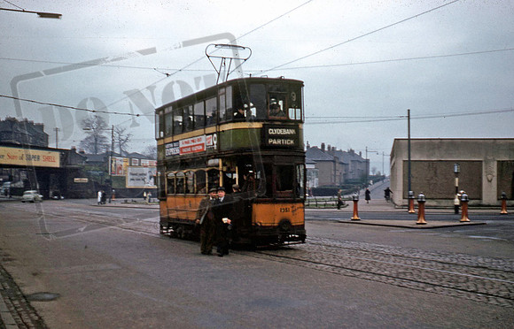 Glasgow Tram 1051 at Scotstoun West in 4/61